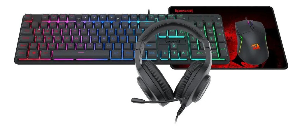 COMBO TECLADO + MOUSE + HEADSET + MOUSEPAD REDRAGON ESSENTIALS PRETO S166 - Imagem 6