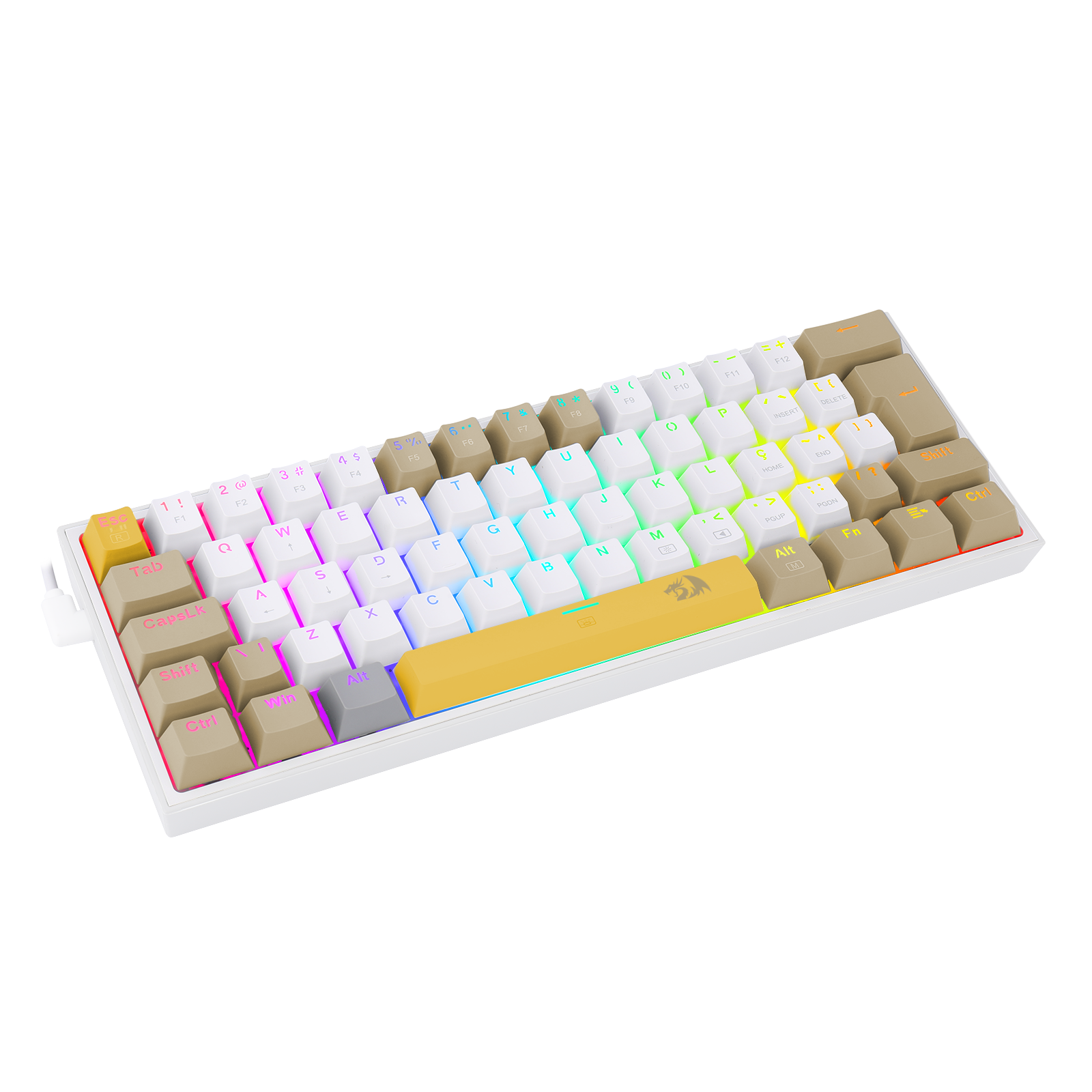 TECLADO MECANICO GAMER FIZZ RGB AMARELO BRANCO E CINZA SWITCH MARROM K617RGB-YL WT GY (PT-BROWN) - Imagem 2