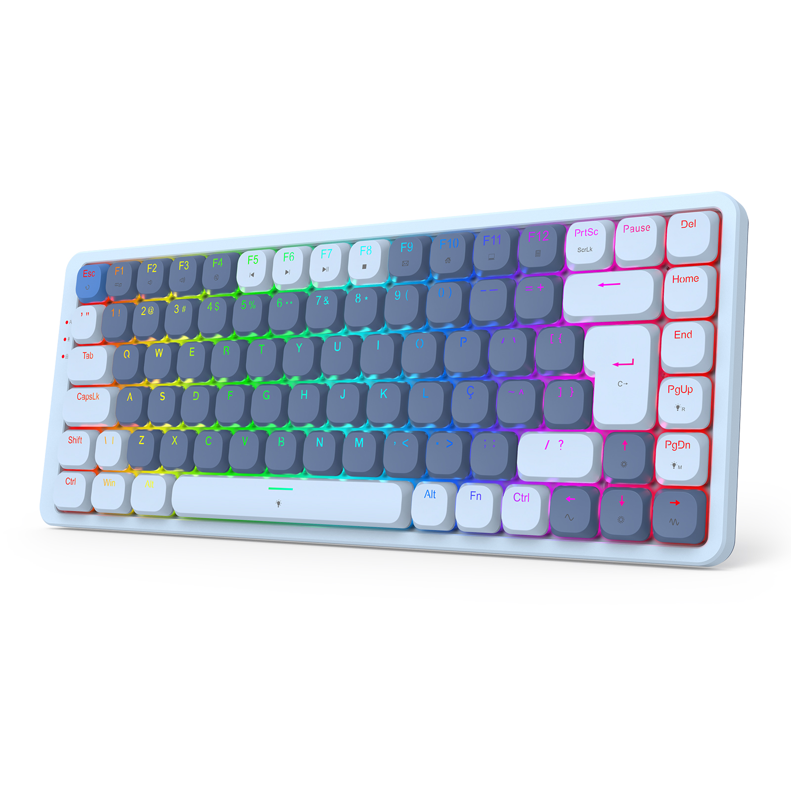 TECLADO MECANICO GAMER VILI WIRED LOW-PROFILE RGB AZUL SWITCH MARROM ABNT2 - Imagem 2