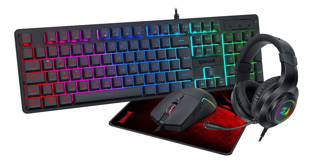 COMBO TECLADO + MOUSE + HEADSET + MOUSEPAD REDRAGON ESSENTIALS PRETO S166 - Imagem 2