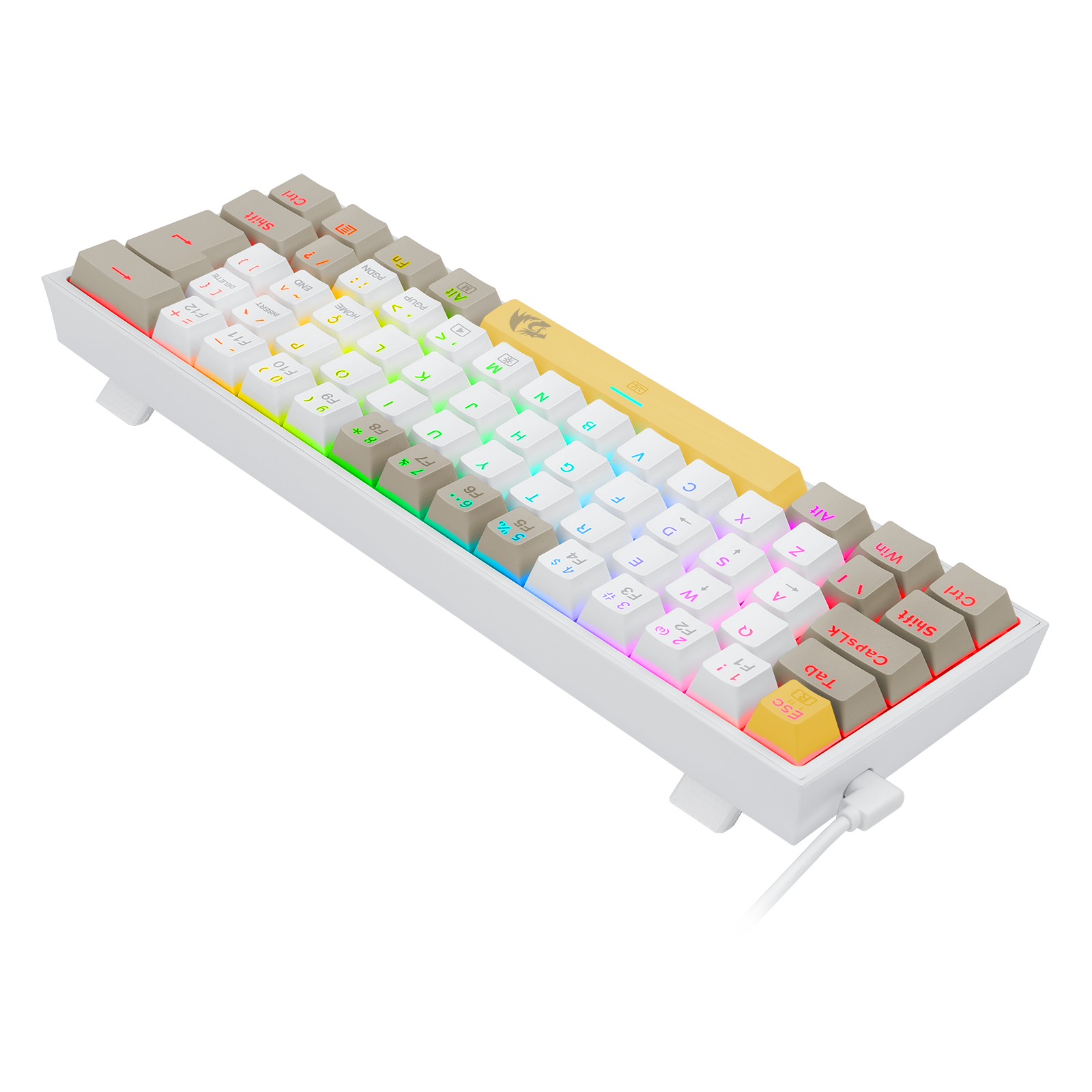 TECLADO MECANICO GAMER FIZZ RGB AMARELO BRANCO E CINZA SWITCH MARROM K617RGB-YL WT GY (PT-BROWN) - Imagem 3
