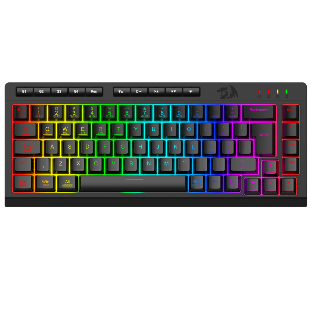 TECLADO MEMBRANA GAMER REDRAGON CRESCENT PRO 68% 3 MODE PRETO K519RGB-PRO
