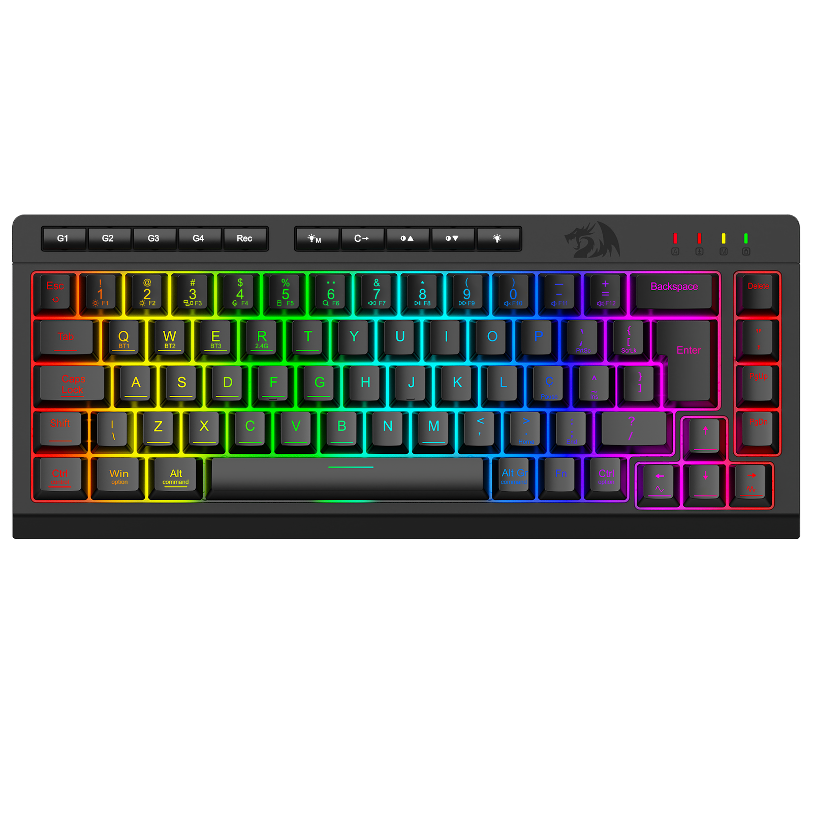 TECLADO MEMBRANA GAMER REDRAGON CRESCENT PRO 68% 3 MODE PRETO K519RGB-PRO