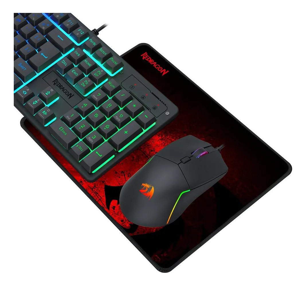 COMBO TECLADO + MOUSE + HEADSET + MOUSEPAD REDRAGON ESSENTIALS PRETO S166 - Imagem 5