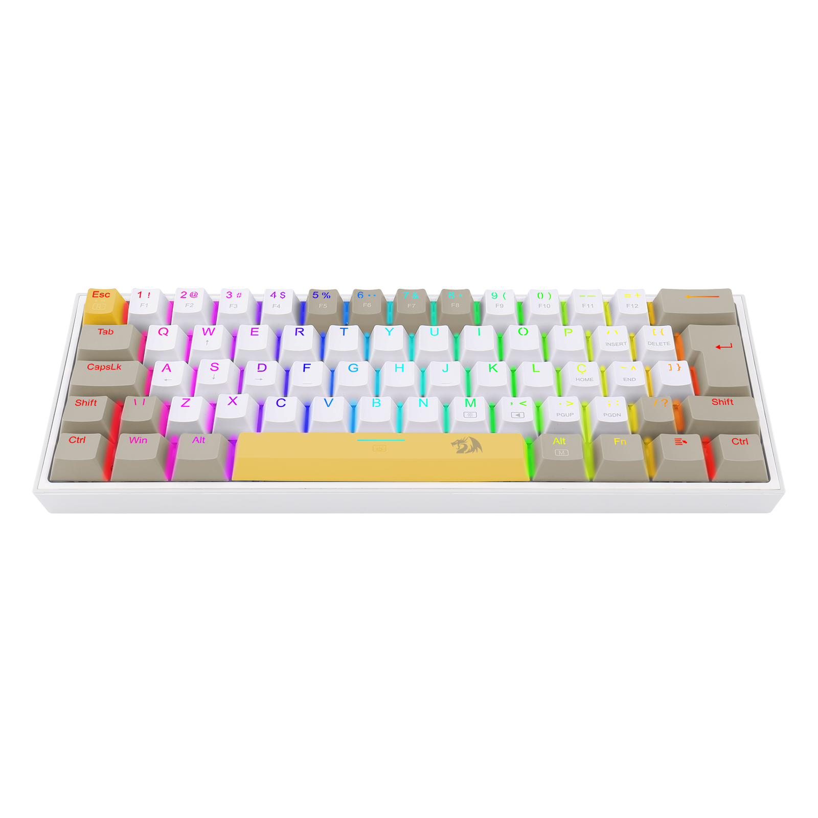 TECLADO MECANICO GAMER FIZZ RGB AMARELO BRANCO E CINZA SWITCH MARROM K617RGB-YL WT GY (PT-BROWN) - Imagem 4
