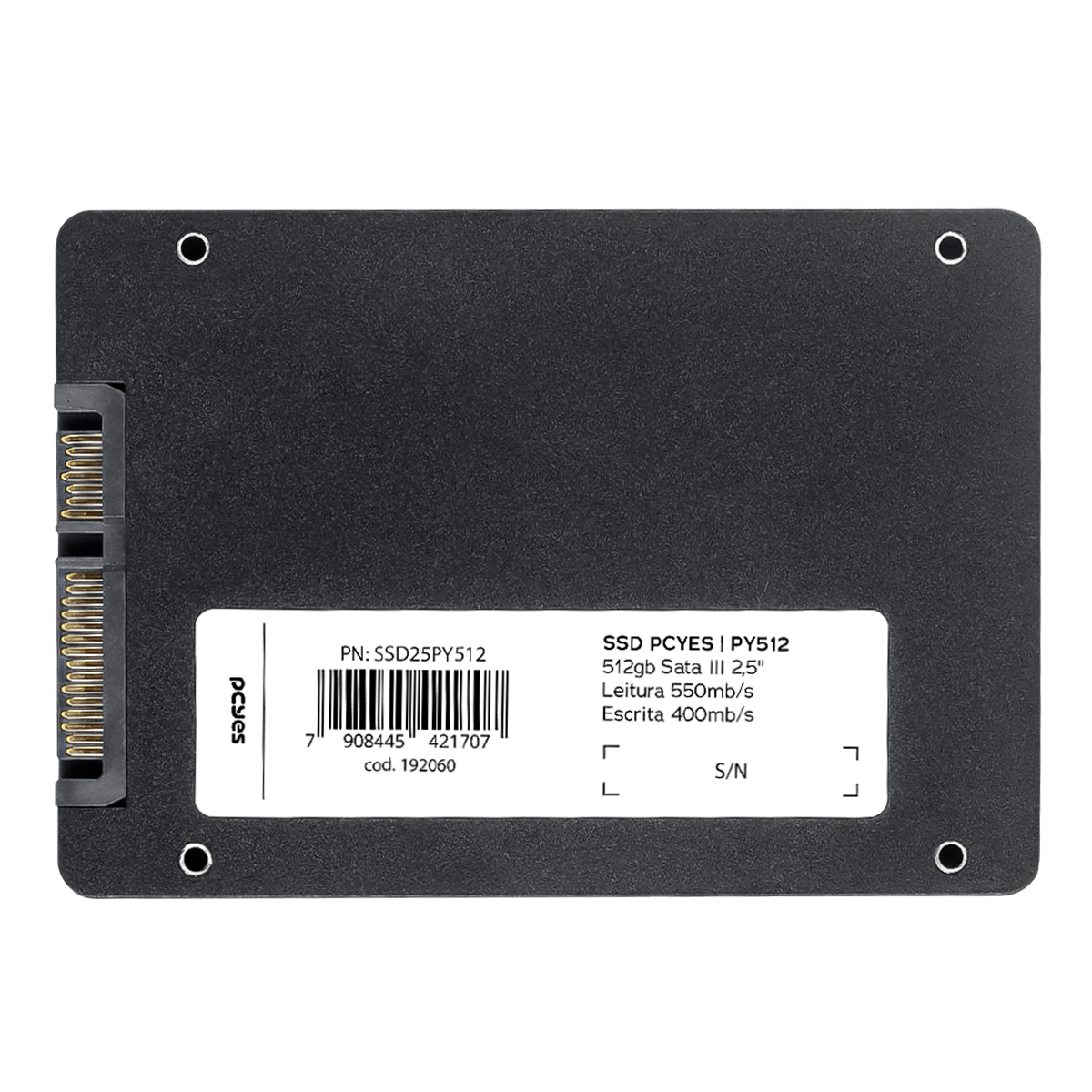SSD PCYES PY512 512GB SATA III 2,5 LEITURA 550MB/S ESCRITA 400MB/S - SSD25PY512 - Imagem 3