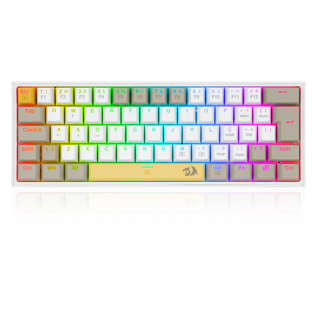 TECLADO MECANICO GAMER FIZZ RGB AMARELO BRANCO E CINZA SWITCH MARROM K617RGB-YL WT GY (PT-BROWN)