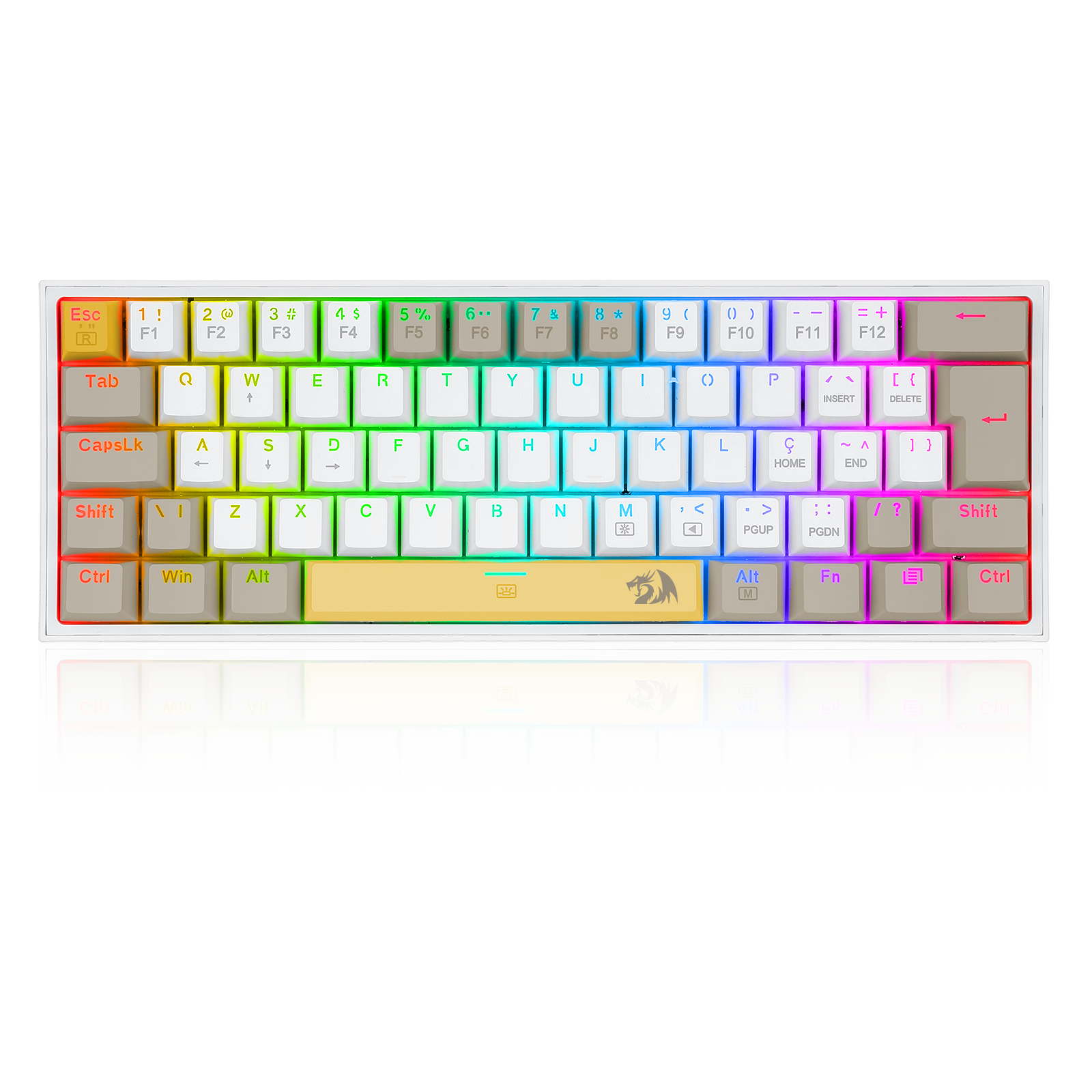 TECLADO MECANICO GAMER FIZZ RGB AMARELO BRANCO E CINZA SWITCH MARROM K617RGB-YL WT GY (PT-BROWN)