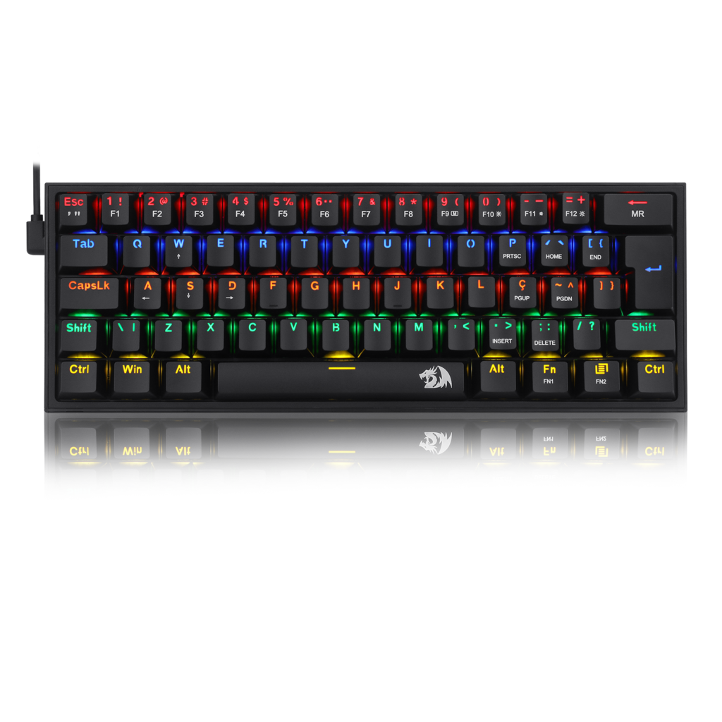 TECLADO MECANICO GAMER FIZZ RAINBOW PRETO SWITCH MARROM