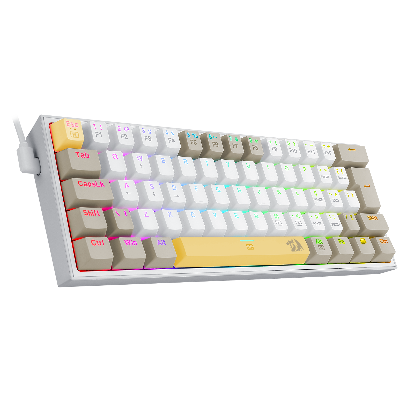 TECLADO MECANICO GAMER FIZZ RGB AMARELO BRANCO E CINZA SWITCH MARROM K617RGB-YL WT GY (PT-BROWN) - Imagem 5