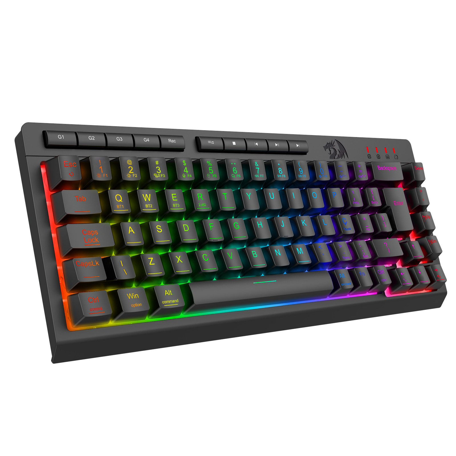 TECLADO MEMBRANA GAMER REDRAGON CRESCENT PRO 68% 3 MODE PRETO K519RGB-PRO - Imagem 5