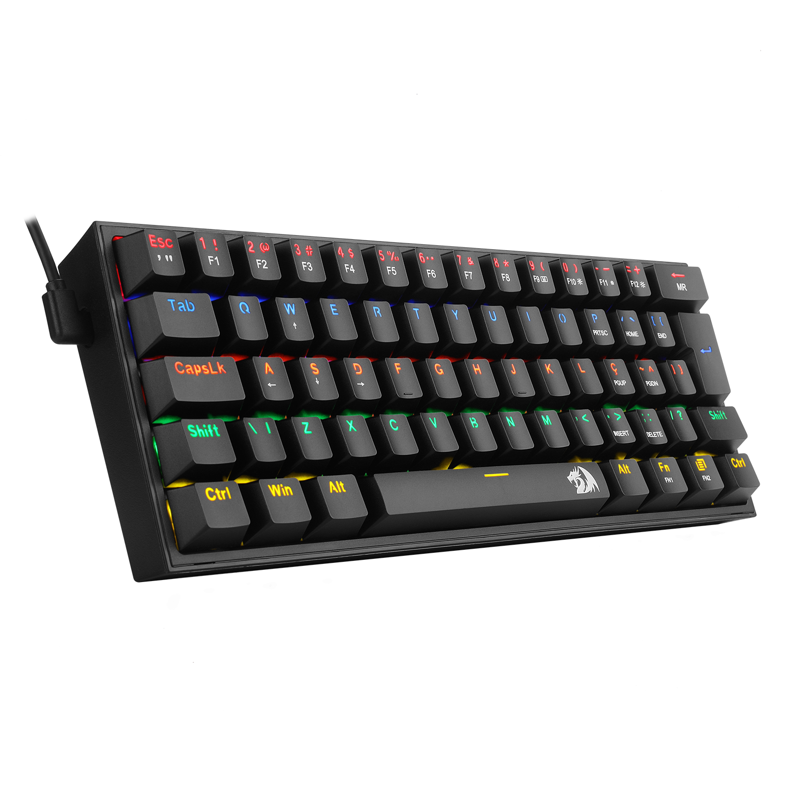 TECLADO MECANICO GAMER FIZZ RAINBOW PRETO SWITCH MARROM - Imagem 5