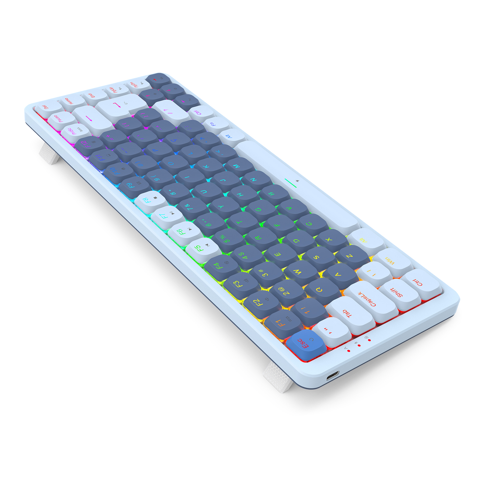 TECLADO MECANICO GAMER VILI WIRED LOW-PROFILE RGB AZUL SWITCH MARROM ABNT2 - Imagem 4