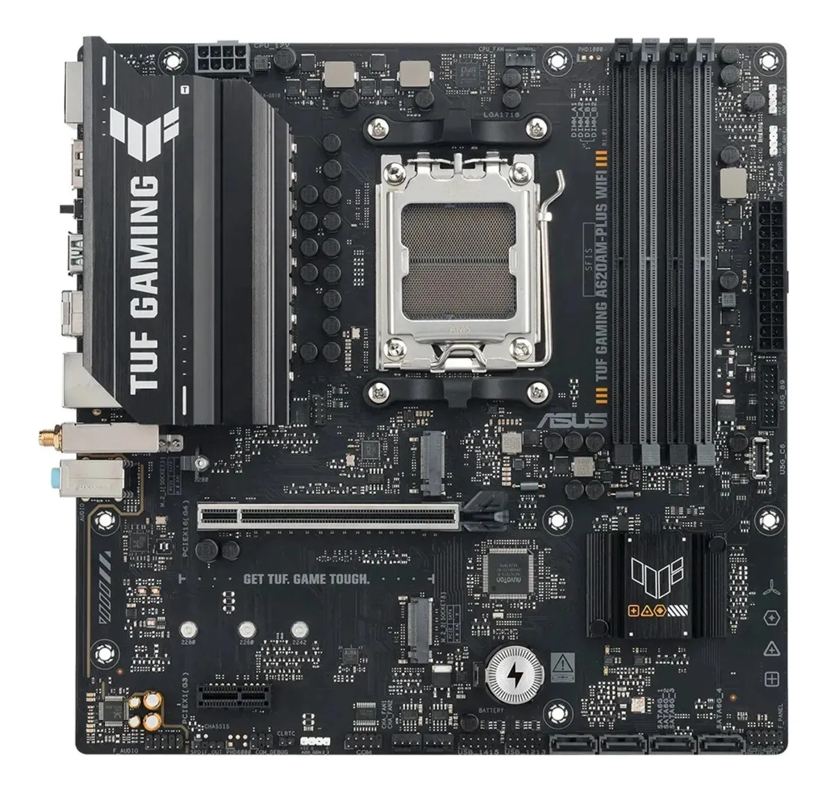 PLACA MAE ASUS TUF GAMING A620AM-PLUS WIFI - RYZEN AM5 DDR5 - MATX - M.2 NVME - HDMI/2XDISPLAYPORT - Imagem 2
