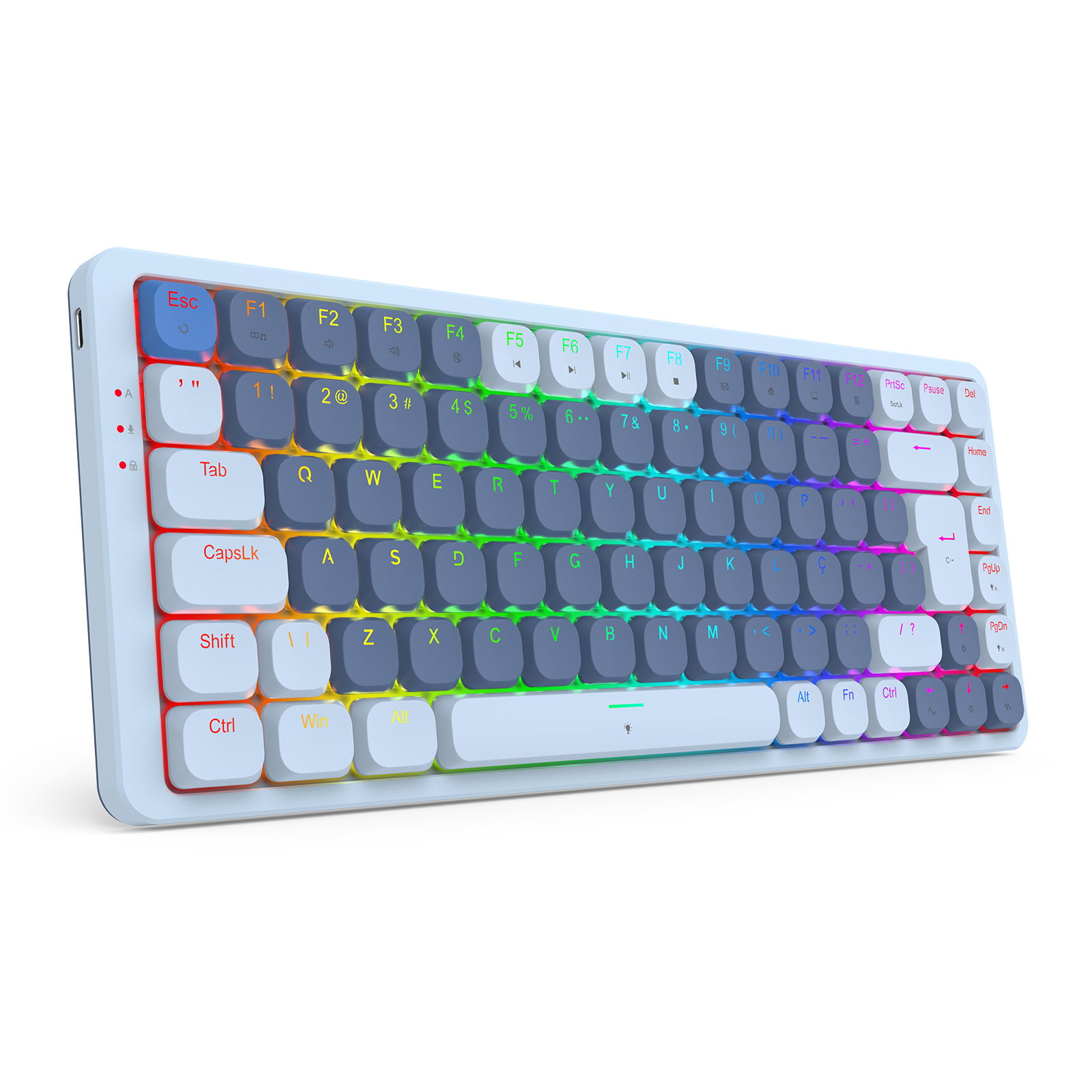 TECLADO MECANICO GAMER VILI WIRED LOW-PROFILE RGB AZUL SWITCH MARROM ABNT2 - Imagem 3